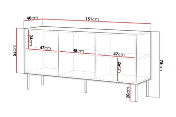 Lipasto Laholm 151 cm - Musta - Säilytys - Säilytyskalusteet - Lipasto