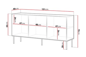 Lipasto Laholm 151 cm - Valkoinen - Säilytys - Säilytyskalusteet - Lipasto