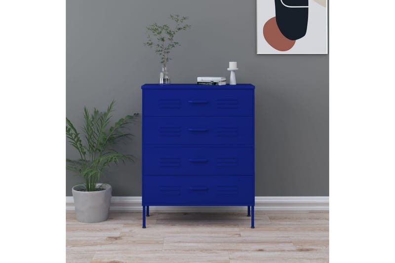 Lipasto laivastonsininen 80x35x101,5 cm teräs - Säilytys - Säilytyskalusteet - Lipasto