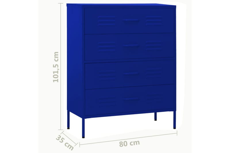 Lipasto laivastonsininen 80x35x101,5 cm teräs - Säilytys - Säilytyskalusteet - Lipasto