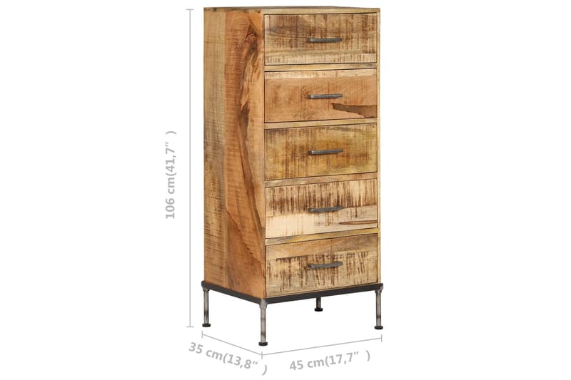 Lipasto 45x35x106 cm mangopuu - Ruskea - Säilytys - Säilytyskalusteet - Lipasto