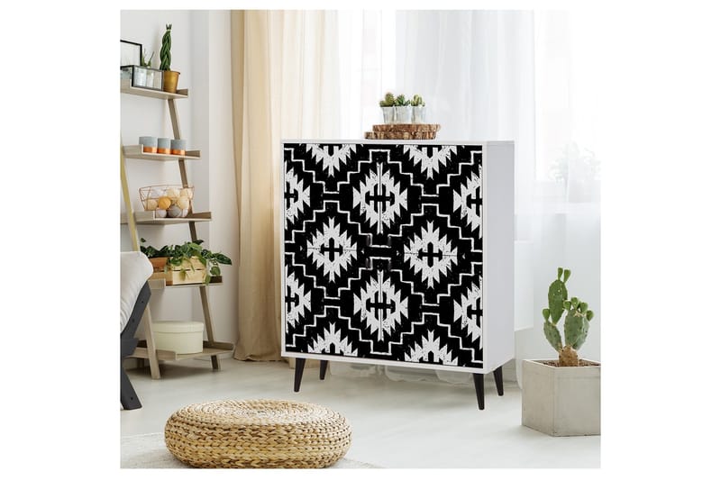 Lipasto 95x111 cm - Musta/Valkoinen - Säilytys - Säilytyskalusteet - Lipasto