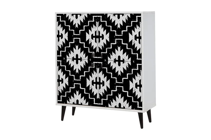 Lipasto 95x111 cm, Musta/Valkoinen