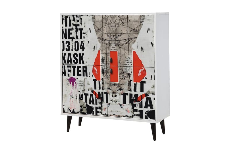 Lipasto 95x111 cm - Valkoinen/musta/punainen - Säilytys - Säilytyskalusteet - Lipasto