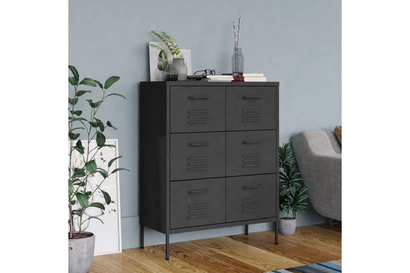 Lipasto antrasiitti 80x35x101,5 cm teräs - Säilytys - Säilytyskalusteet - Lipasto