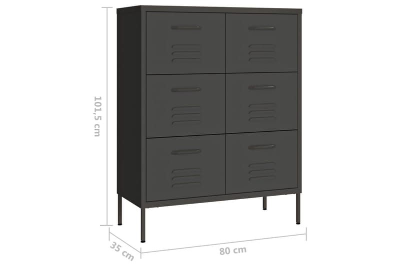 Lipasto antrasiitti 80x35x101,5 cm teräs - Säilytys - Säilytyskalusteet - Lipasto