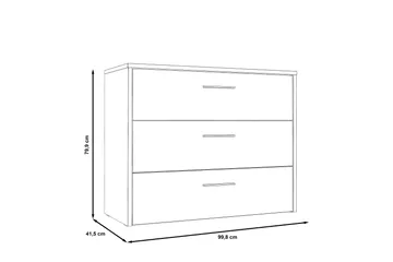 Lipasto Bowerdale 100 cm - Harmaa/Ruskea - Säilytys - Säilytyskalusteet - Lipasto