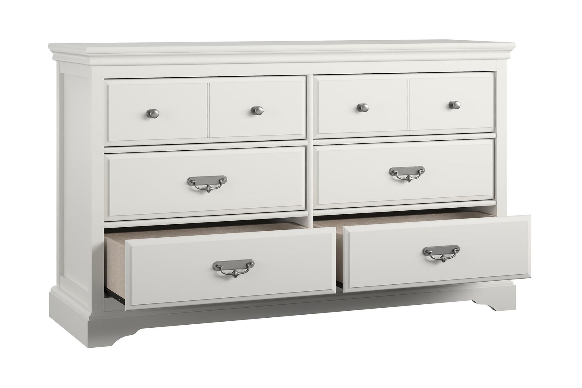 Lipasto Bristol 151x49 cm 6 Laatikkoa Valkoinen - Dorel Home - Säilytys - Säilytyskalusteet - Lipasto