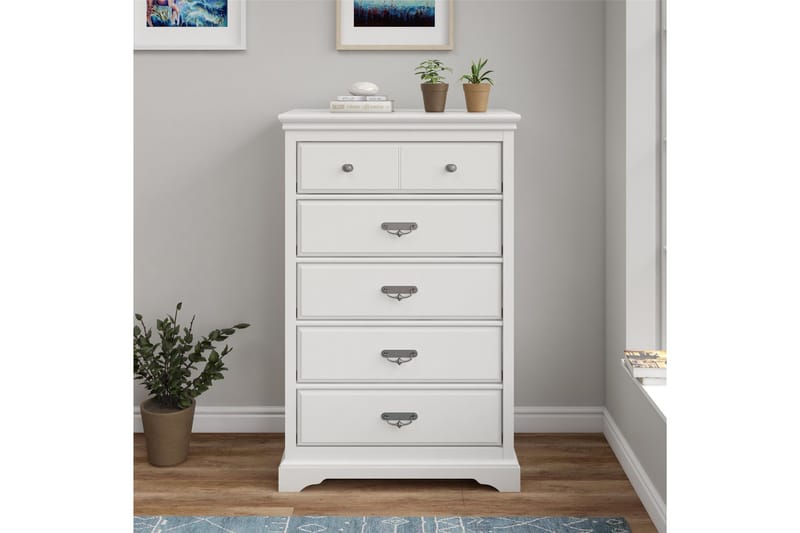 Lipasto Bristol 88x49 cm 5 Laatikkoa Valkoinen - Dorel Home - Säilytys - Säilytyskalusteet - Lipasto