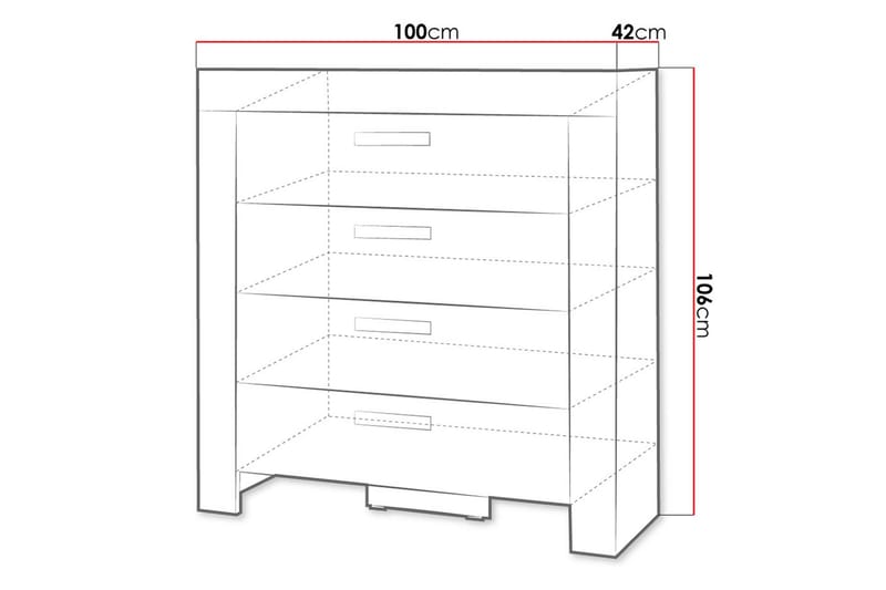 Lipasto Cezar 100x42x106 cm - Beige/Harmaa - Säilytys - Säilytyskalusteet - Lipasto