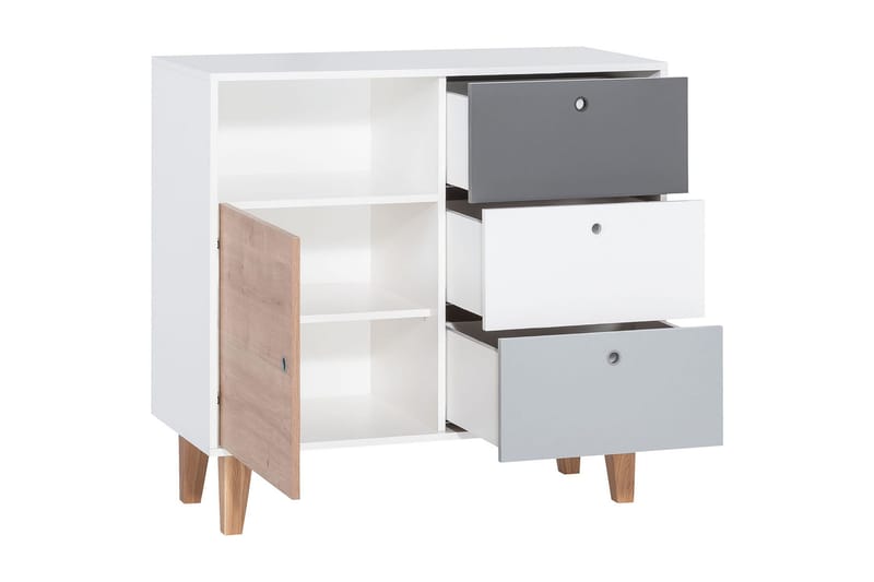 Lipasto Concept Valkoinen/Tummanharmaa/Keltainen - VOX - Säilytys - Säilytyskalusteet - Lipasto