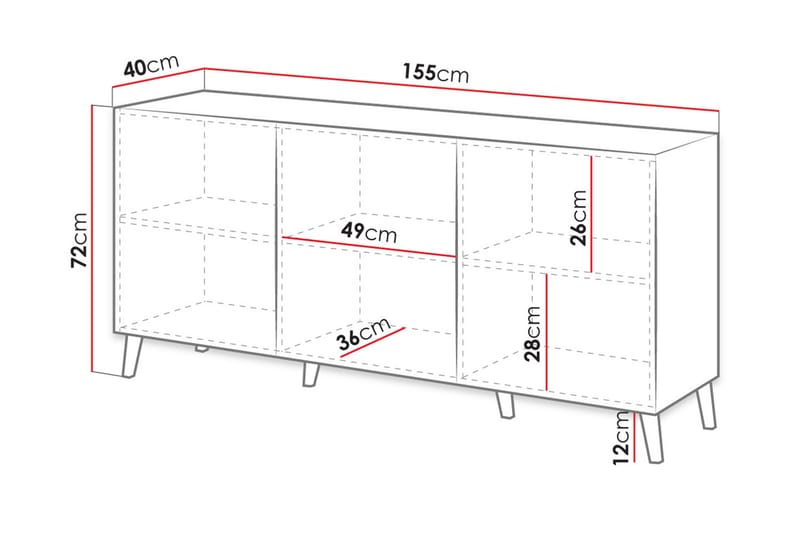 Lipasto Demjen 40x155 cm - Musta - Eteisen säilytys - Lipasto