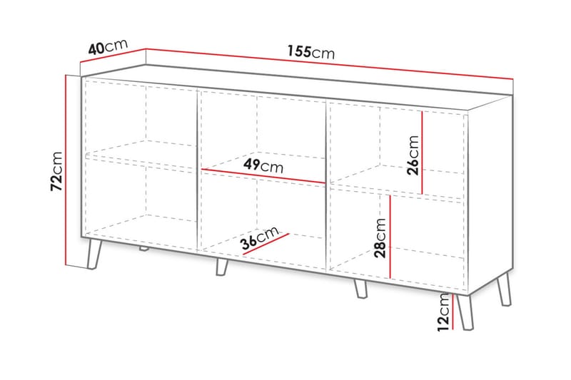 Lipasto Demjen 40x155 cm - Valkoinen/Musta - Säilytys - Säilytyskalusteet - Lipasto