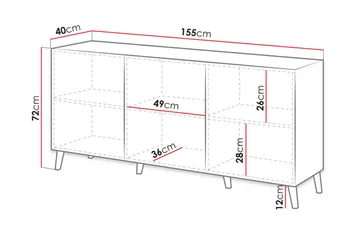 Lipasto Demjen 40x155 cm - Valkoinen/Musta - Säilytys - Säilytyskalusteet - Lipasto