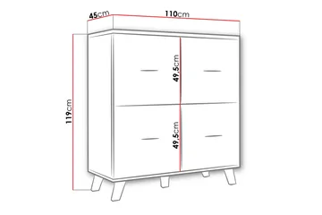 Lipasto Dudley 45x110 cm - Luonnonväri/Musta - Säilytys - Säilytyskalusteet - Lipasto
