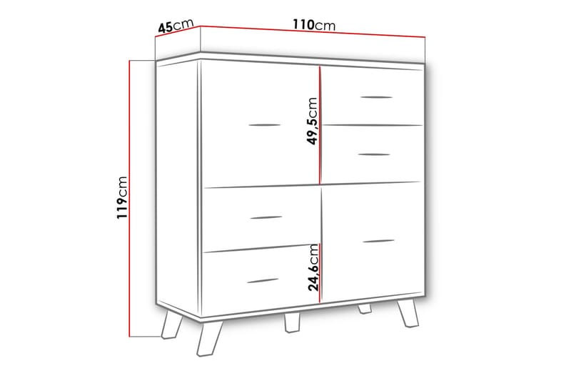 Lipasto Dudley 45x110 cm - Luonnonväri/Musta - Säilytys - Säilytyskalusteet - Lipasto