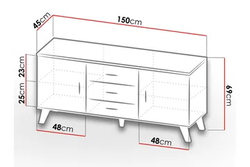 Lipasto Dudley 45x150 cm - Luonnonväri/Musta - Säilytys - Säilytyskalusteet - Lipasto