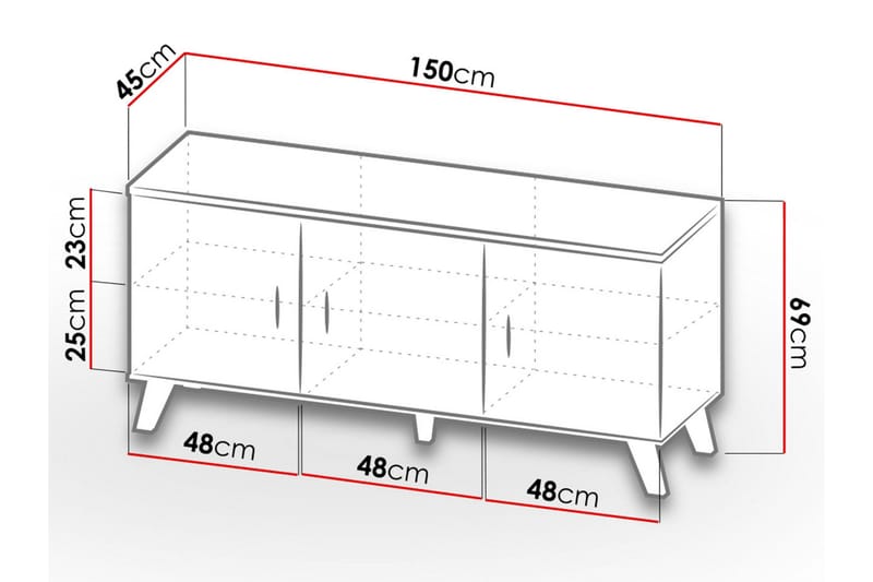 Lipasto Dudley 45x150 cm - Luonnonväri/Musta - Säilytys - Säilytyskalusteet - Lipasto