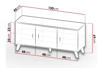 Lipasto Dudley 45x150 cm - Luonnonväri/Musta - Säilytys - Säilytyskalusteet - Lipasto