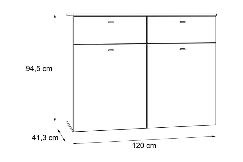 Lipasto Dunnington 120 cm - Harmaa/Ruskea - Eteisen säilytys - Lipasto