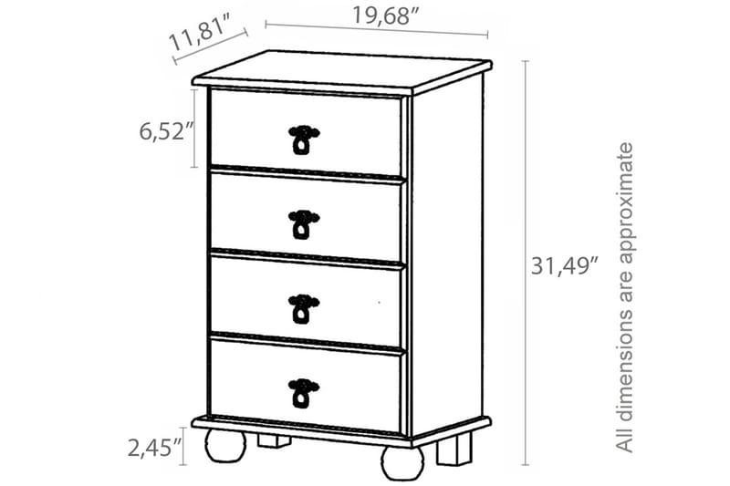 Lipasto Fania 50x80 cm - Valkoinen - Säilytys - Säilytyskalusteet - Lipasto