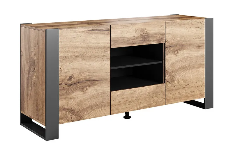 Lipasto Feltch 164x44 cm, Harmaa/Puu/Luonnonväri