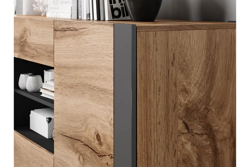 Lipasto Feltch 164x44 cm - Harmaa/Puu/Luonnonväri - Säilytys - Säilytyskalusteet - Lipasto