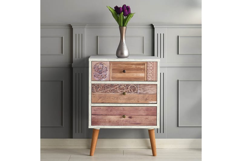 Lipasto Flempton 50 cm - Valkoinen/Pähkinä - Säilytys - Säilytyskalusteet - Lipasto