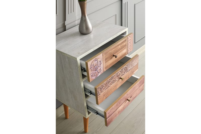 Lipasto Flempton 50 cm - Valkoinen/Pähkinä - Säilytys - Säilytyskalusteet - Lipasto