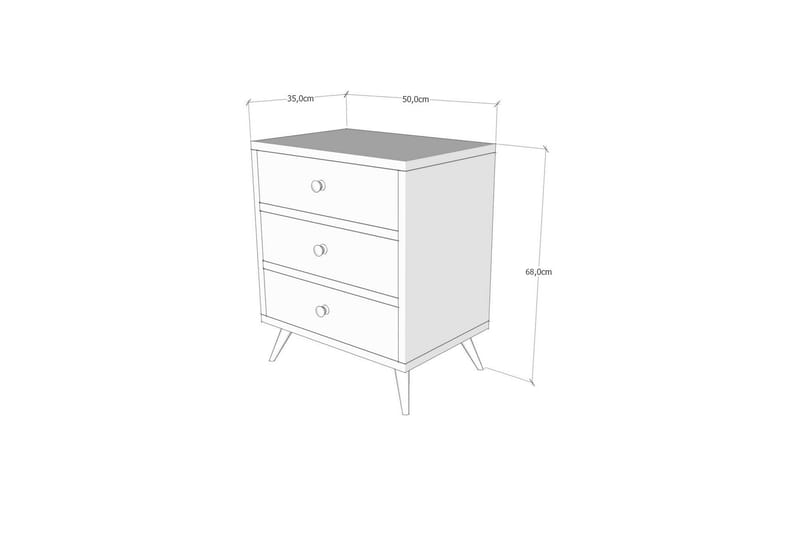 Lipasto Flempton 50 cm - Valkoinen/Pähkinä - Säilytys - Säilytyskalusteet - Lipasto