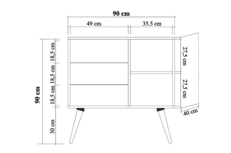 Lipasto Gillberga 90 cm - Ruskea - Eteisen säilytys - Lipasto