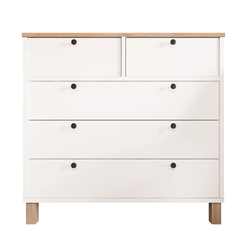 Lipasto Hanah Home Nord (90 x 85,2 x 40 cm) Valkotammi, Valkoinen ja tammi