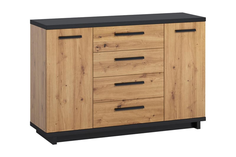 Lipasto Ines 40x135 cm - Tammi/Musta - Säilytys - Säilytyskalusteet - Lipasto