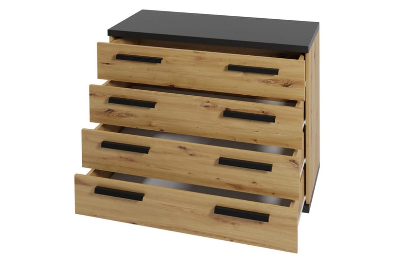 Lipasto Ines 40x90 cm - Tammi/Musta - Säilytys - Säilytyskalusteet - Lipasto