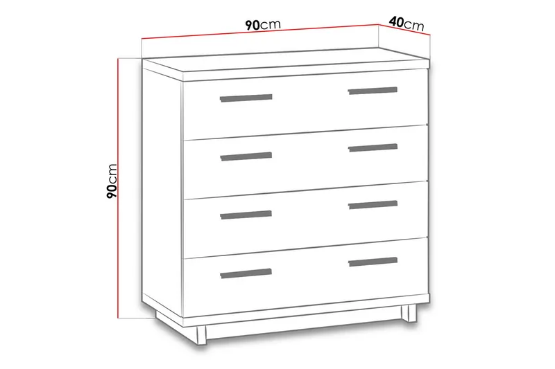 Lipasto Ines 40x90 cm - Tammi/Musta - Säilytys - Säilytyskalusteet - Lipasto