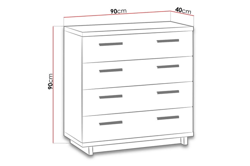 Lipasto Ines 40x90 cm - Tammi/Musta - Säilytys - Säilytyskalusteet - Lipasto