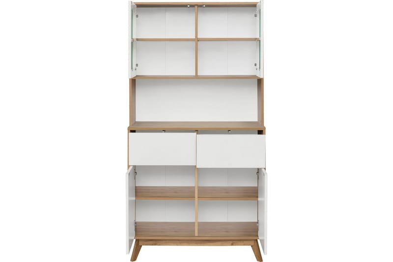 Lipasto Junip yläkaapilla - Valkoinen/Ruskea - Säilytys - Säilytyskalusteet - Lipasto