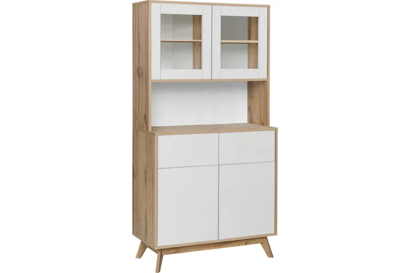 Lipasto Junip yläkaapilla, Valkoinen/Ruskea