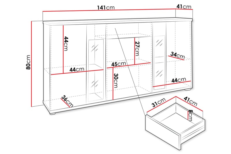 Lipasto Leagreen 140 cm - Puu/Luonnonväri/Valkoinen - Säilytys - Säilytyskalusteet - Lipasto