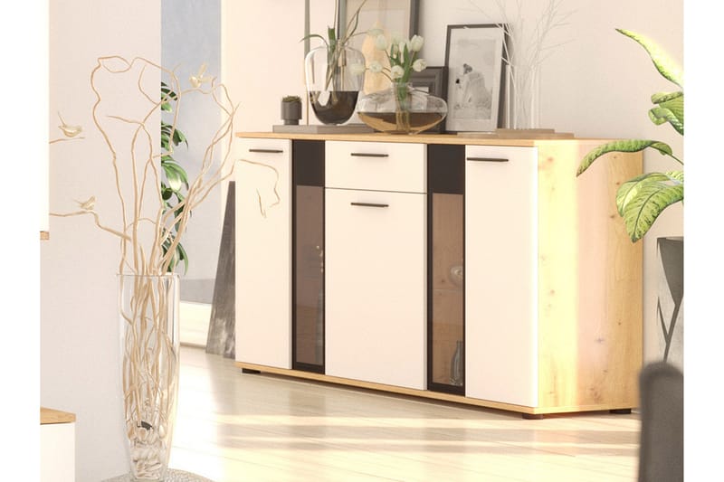 Lipasto Leagreen 140 cm - Puu/Luonnonväri/Valkoinen - Säilytys - Säilytyskalusteet - Lipasto