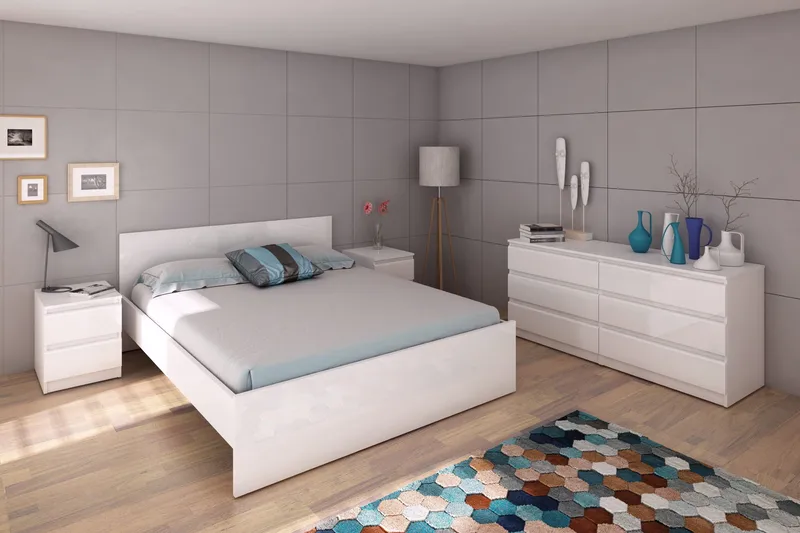 Lipasto Lerna 154 cm - Valkoinen/Korkeakiilto - Säilytys - Säilytyskalusteet - Lipasto