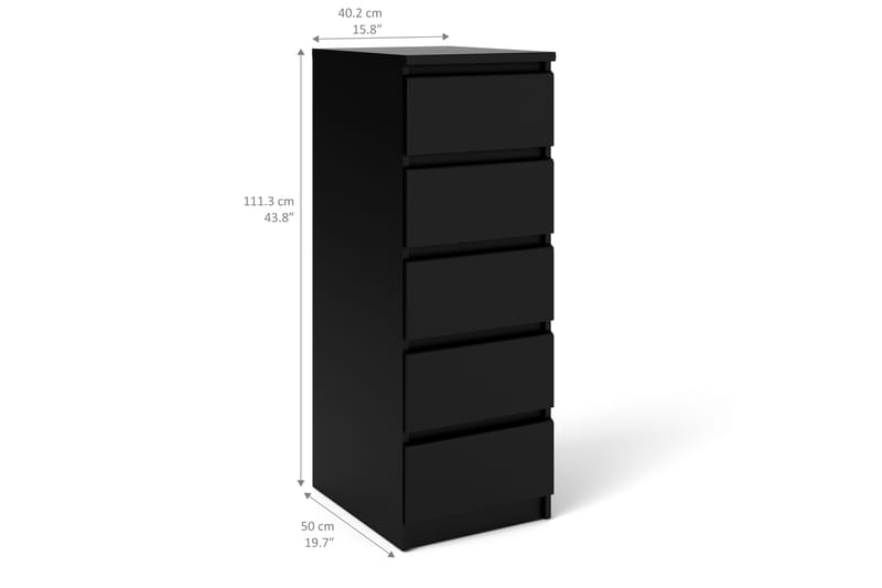 Lipasto Lerna 40 cm 5 laatikkoa - Musta - Säilytys - Säilytyskalusteet - Lipasto