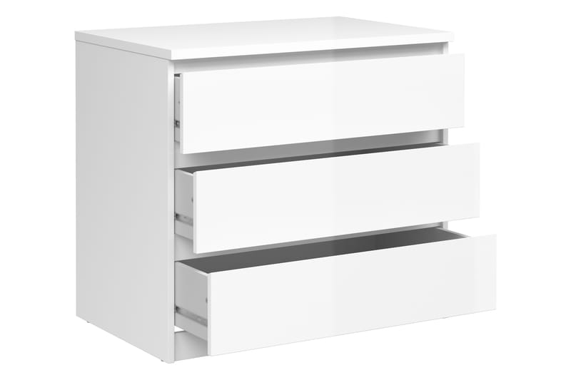Lipasto Lerna 77 cm 3 laatikkoa - Valkoinen/Korkeakiilto - Säilytys - Säilytyskalusteet - Lipasto