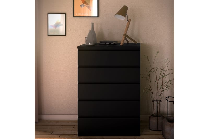 Lipasto Lerna 77 cm 5 laatikkoa - Musta - Säilytys - Säilytyskalusteet - Lipasto