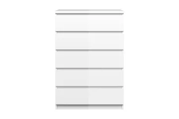 Lipasto Lerna 77 cm 5 laatikkoa - Valkoinen/Korkeakiilto - Säilytys - Säilytyskalusteet - Lipasto