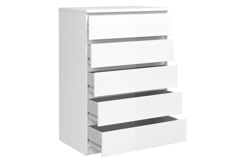 Lipasto Lerna 77 cm 5 laatikkoa - Valkoinen/Korkeakiilto - Säilytys - Säilytyskalusteet - Lipasto