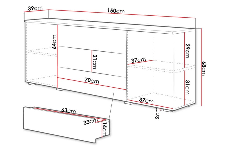 Lipasto - Luonnonväri/Valkoinen - Säilytys - Säilytyskalusteet - Lipasto