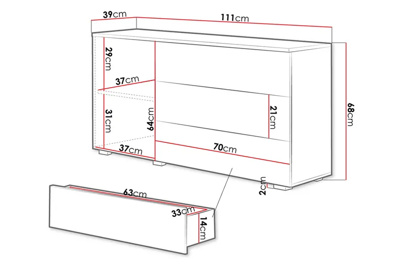 Lipasto - Luonnonväri/Valkoinen - Säilytys - Säilytyskalusteet - Lipasto