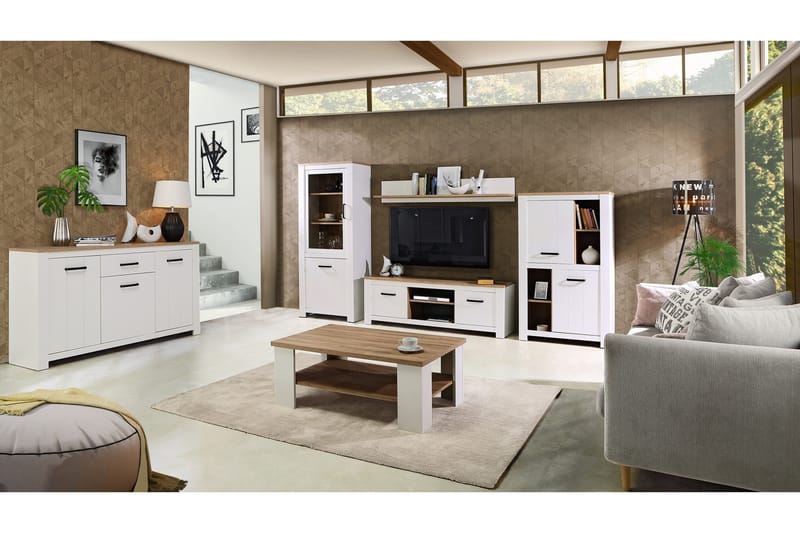 Lipasto Luxted 161 cm - Valkoinen/Ruskea - Säilytys - Säilytyskalusteet - Lipasto