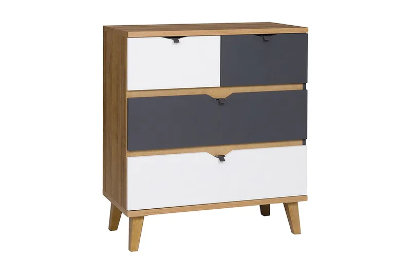 Lipasto Lyseme 81 cm, Valkoinen/Harmaa/Puu